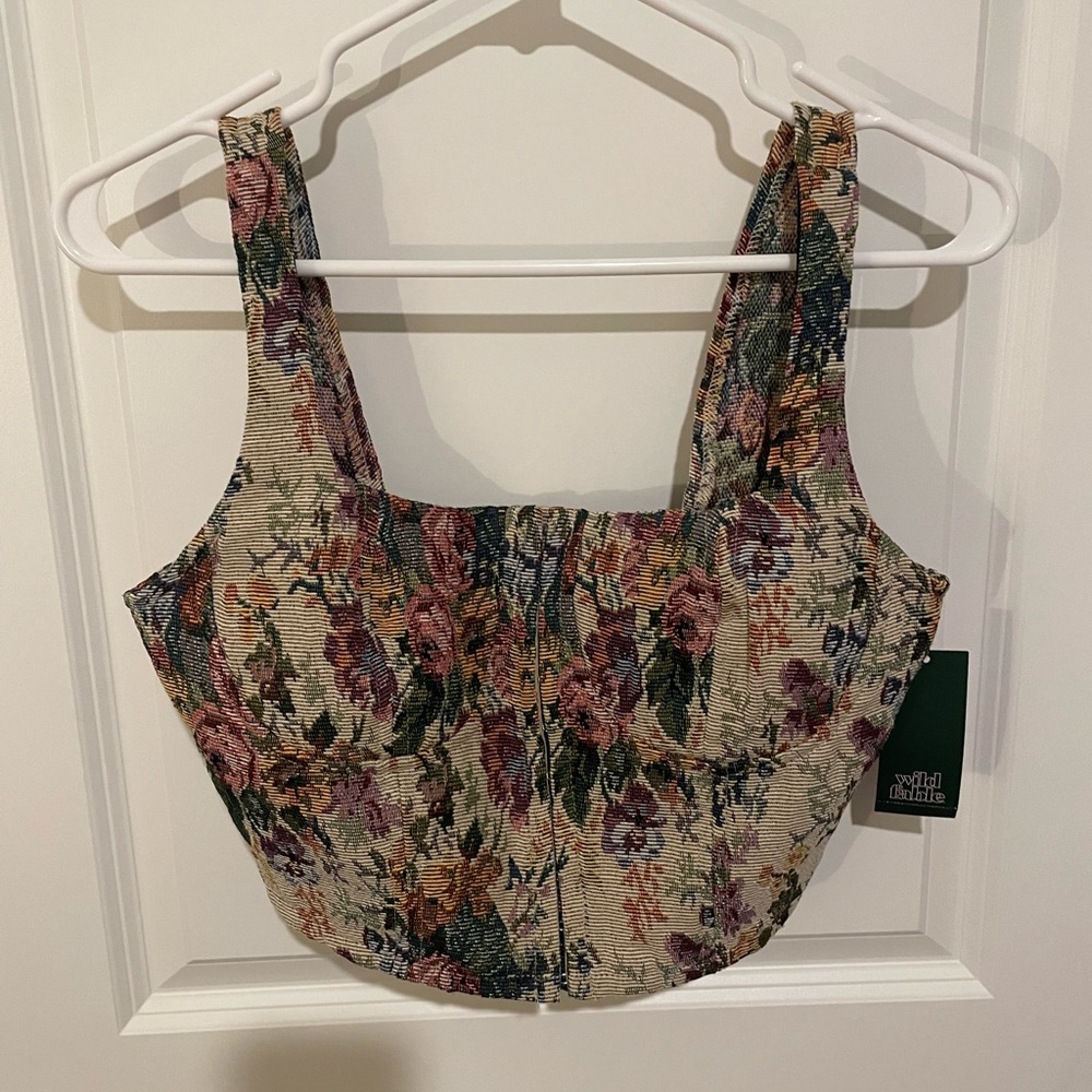 Wild Fable Floral Faux Corset Bustier Top